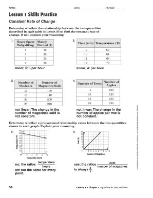 3 Answer Key Model Taking Apart; Texas Go Math Grade 1 Lesson 5. . Lesson 1 skills practice constant rate of change answer key